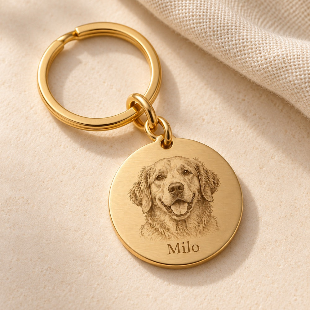 AI concept: portrait keychain with split ring