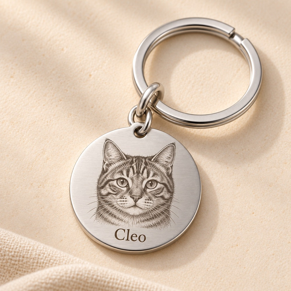 AI concept: portrait keychain with split ring